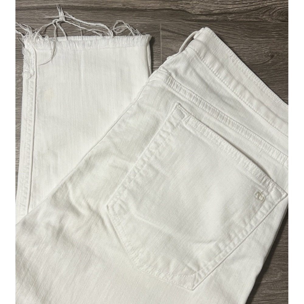 Rag & Bone Dre Capri Raw Step Hem Boyfriend Jeans White Prospector SZ 28 (32x27)